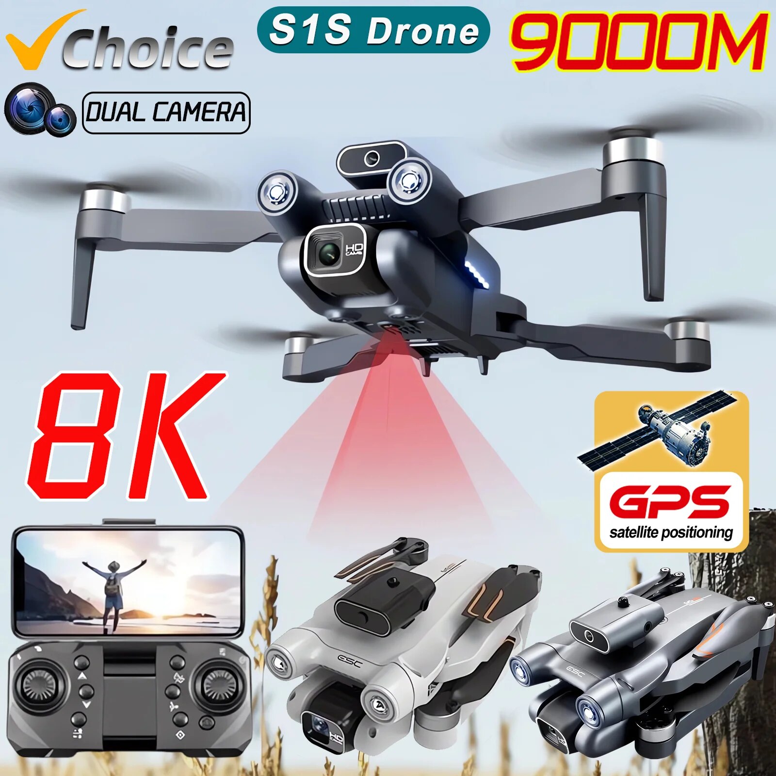 Drone S1S Rc Quadcopter - S1s Drohne 5g wifi 4k profession