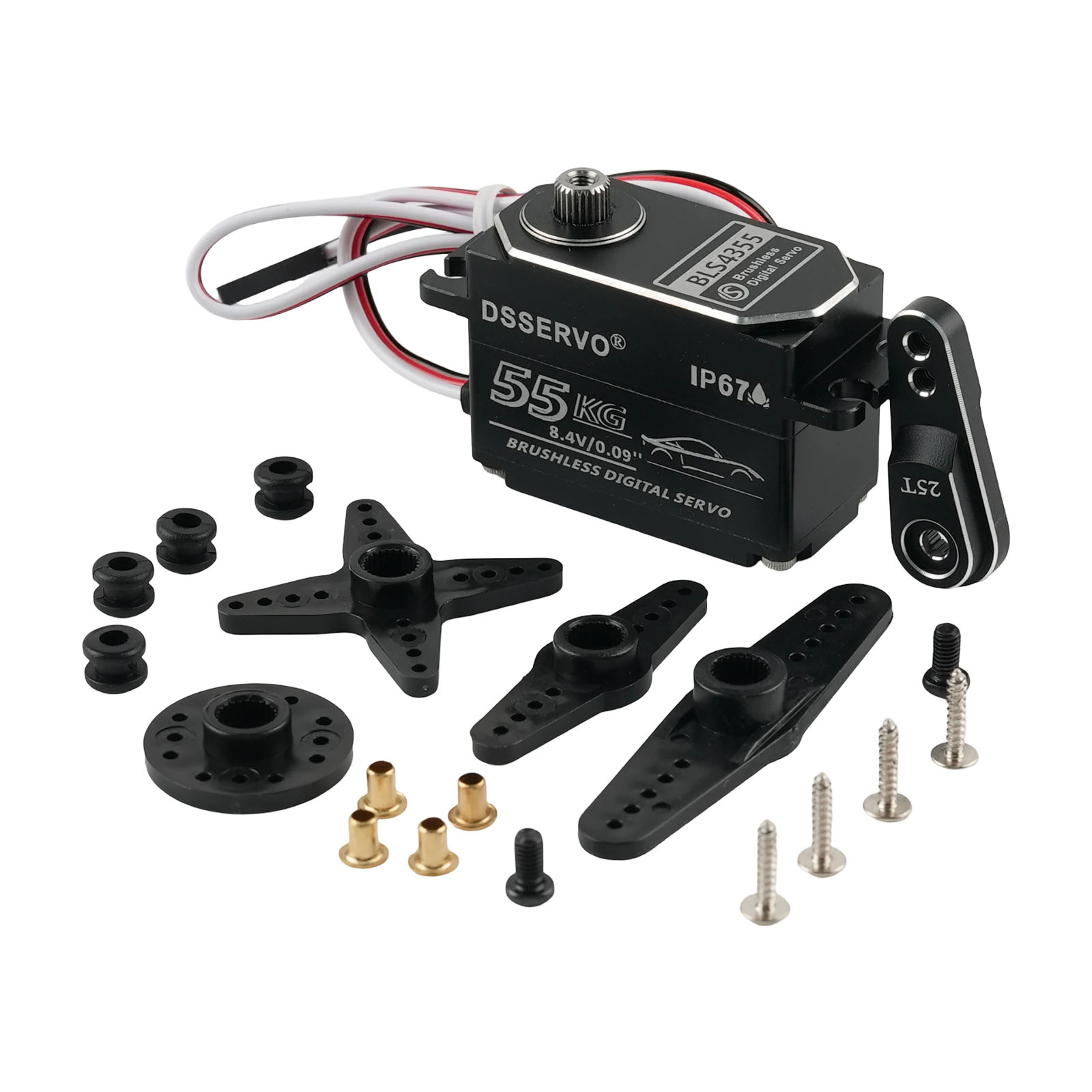 Rc Car Servo - Dsservo BLS4355 55KG Flaches Vollmetall Bürstenloser
