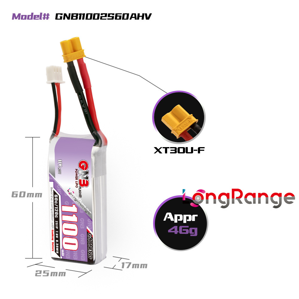 GNB 1100 mAh 2S 3S 4S 6S 60C/1 – Drone Rcs Bewertung und Preis